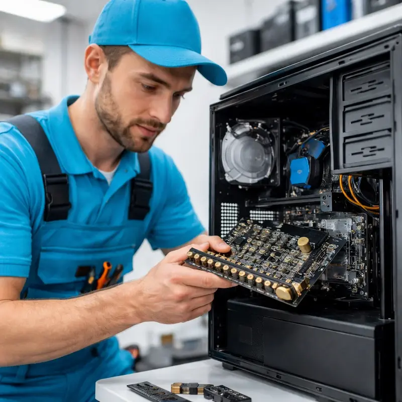 Мастер устанавливает звуковую карту на ПК в Ульяновске